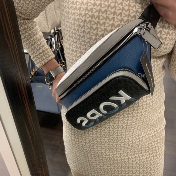 Michael Kors Men Cooper Embroidered Two-Tone Logo and Leather Crossbody Belt Bag - Picture 1 of 6